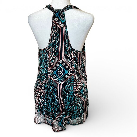 ELLA MOSS Racerback Tank Blouse | Boho Geometric Print Sleeveless Top | Size M - Picture 3 of 13